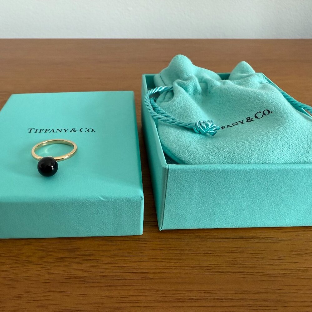 Tiffany & Co. HardWear Ball Ring in 18k Rose Gold and Onyx, Size 6